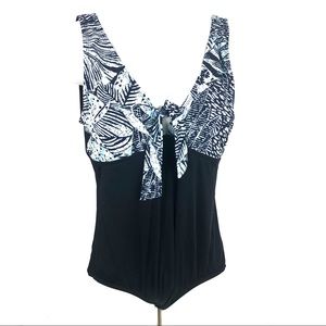 Bleu Ice Black White One Piece Swimsuit Size 20